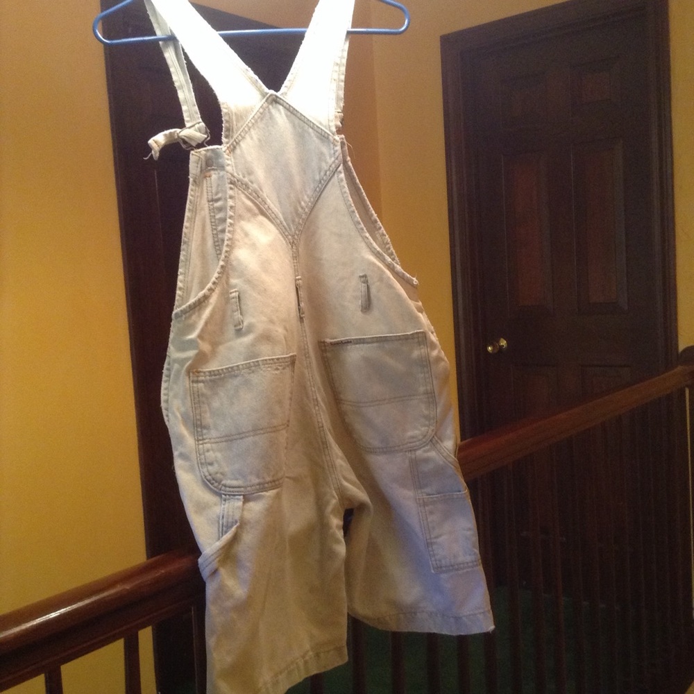 Bib short overalls - bleached denim 100% cotton - Picture 4 of 5